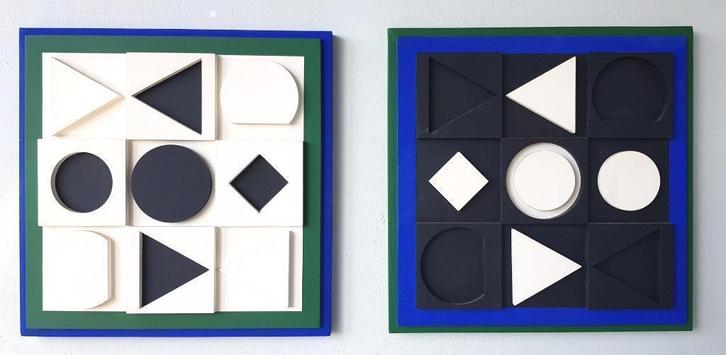 Victor Vasarely- CARIBE POSITIF & NEGATIF" -Houten Reliëf, Antiek en Kunst, Kunst | Overige Kunst, Ophalen of Verzenden