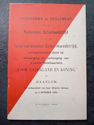 Nederland voor 1940 Programma Schiet wedstrijd Haarlem 1906 beschikbaar voor biedingen