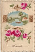 RELIEF GOUDOPDRUK ROOS CELLULOID ZEER MOOIE OUDE KAART KH878, Verzamelen, Ansichtkaarten | Themakaarten, Ophalen of Verzenden