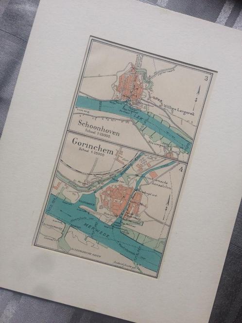 oude plattegrond van  Schoonhoven en Gorinchem schaal 1 : 25, Boeken, Atlassen en Landkaarten, Zo goed als nieuw, Landkaart, Nederland