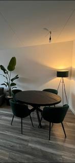 Ronde eettafel, zwart mangohout - 150 mtr, Gebruikt, 150 tot 200 cm, Rond, Ophalen of Verzenden