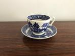Staffordshire Crown Fine bone China kop +  schotel wit blauw, Ophalen of Verzenden