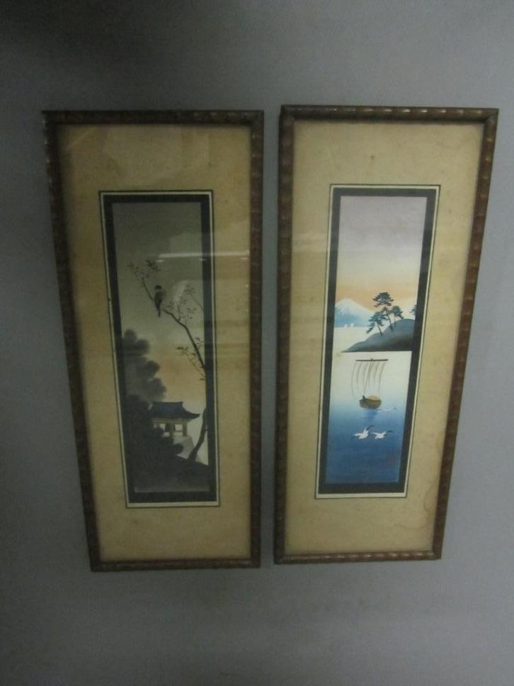 schilderij japans twee mooie uit gewerkt unic, Antiek en Kunst, Kunst | Schilderijen | Klassiek, Ophalen of Verzenden