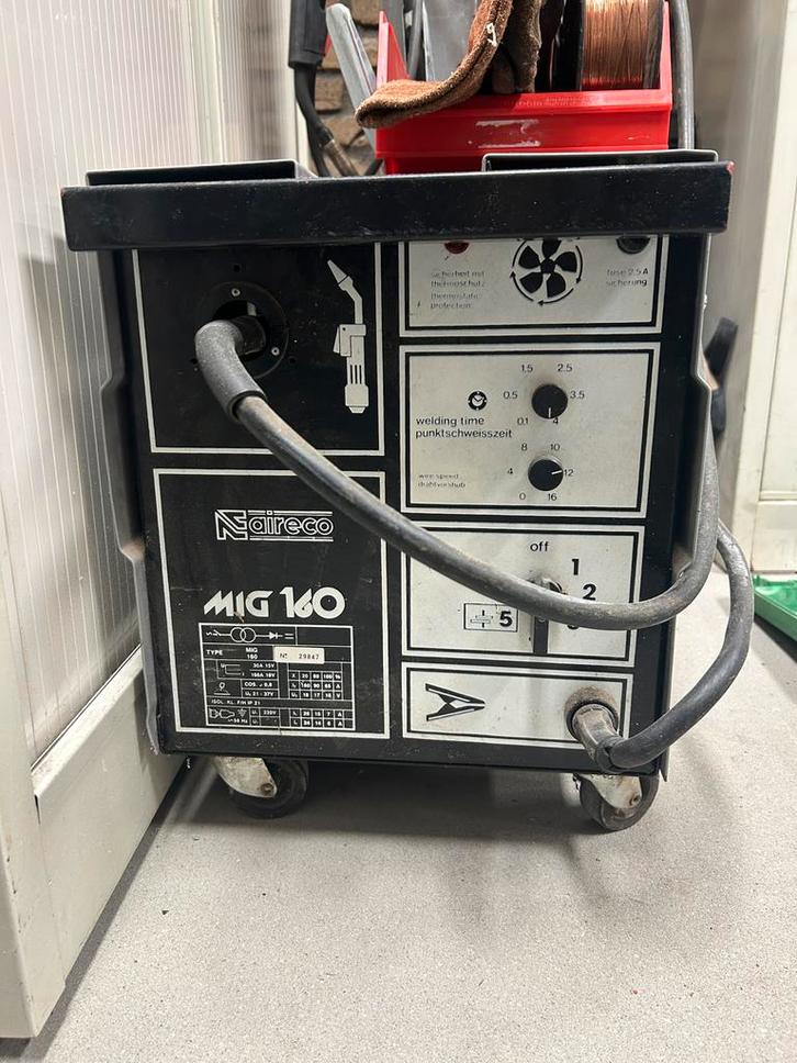 Aireco mig/mag co2 lasapparaat 160 amp op 230 volt, Doe-het-zelf en Verbouw, Gereedschap | Lasapparaten, Zo goed als nieuw, Co2