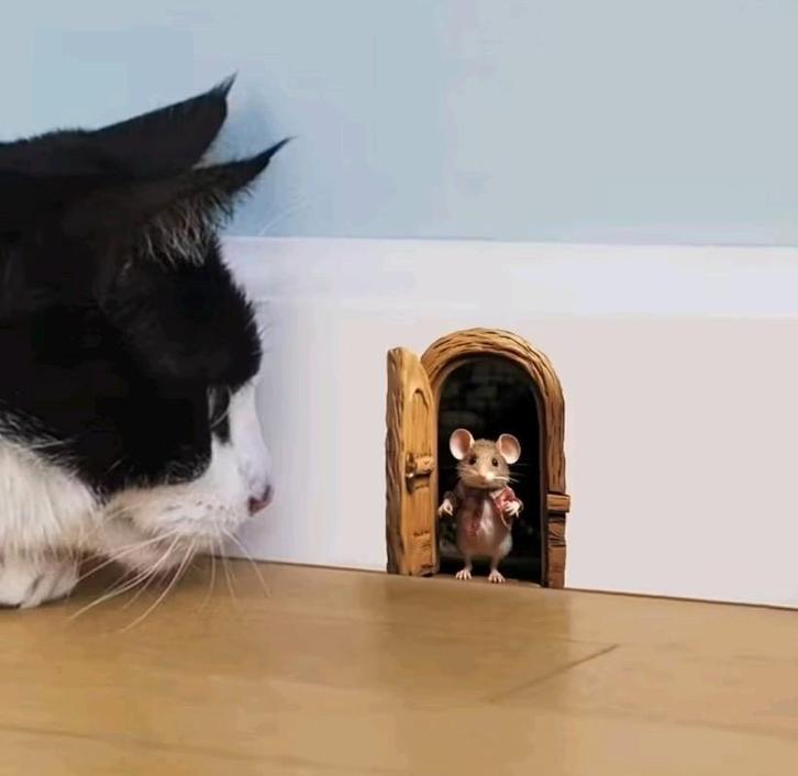 Grappige muis sticker op je plint, Verzamelen, Stickers, Nieuw, Dier en Natuur, Ophalen of Verzenden