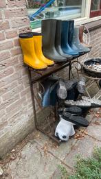 Groot antiek gietijzeren laarzenrek tuin decoratie + laarzen, Ophalen, Gebruikt