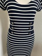 Question? maat L marine streepjes jurk 2340, Question, Question, Blauw, Maat 42/44 (L)