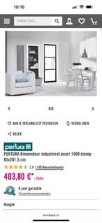 Industriële Binnendeur Zwart Glas, Ophalen, 80 tot 100 cm, Binnendeur, 200 tot 215 cm