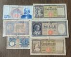 Lot 5 Italië bankbiljetten Koninkrijk en Republic 1904/1966, Ophalen of Verzenden, Italië
