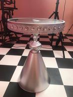 Zilver Metallic Glazen Tafel Met Diamant / Strass Stenen, Ophalen of Verzenden, 75 cm of meer, 60 cm of meer, Rechthoekig