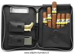 ADORINI  SIGAREN-ETUI, SIGARENTAS ECHT ZWART LEER   sk11394, Verzenden, Nieuw, Tabaksdoos of Verpakking