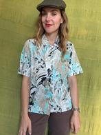 Vintage blouse, maat 38/40 - M/L - bladeren print - 90's, Maat 38/40 (M), Ophalen of Verzenden, Vintage, ,