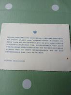 Koninklijk Huis Bedankkaart Prinses Beatrix, Ophalen of Verzenden, Gebruikt, Nederland, Kaart, Foto of Prent