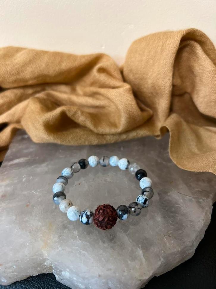 Dendrietagaat agaat tektiet of rudraksha beschermt uniek TIP, Sieraden, Tassen en Uiterlijk, Armbanden, Nieuw, Elastiek, Met bedels of kralen