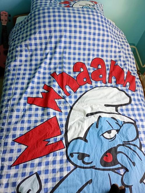 Kinder dekbedovertrek Smurfen 1 persoons, Kinderen en Baby's, Kinderkamer | Beddengoed, Gebruikt, Dekbedovertrek, Blauw, Jongetje of Meisje
