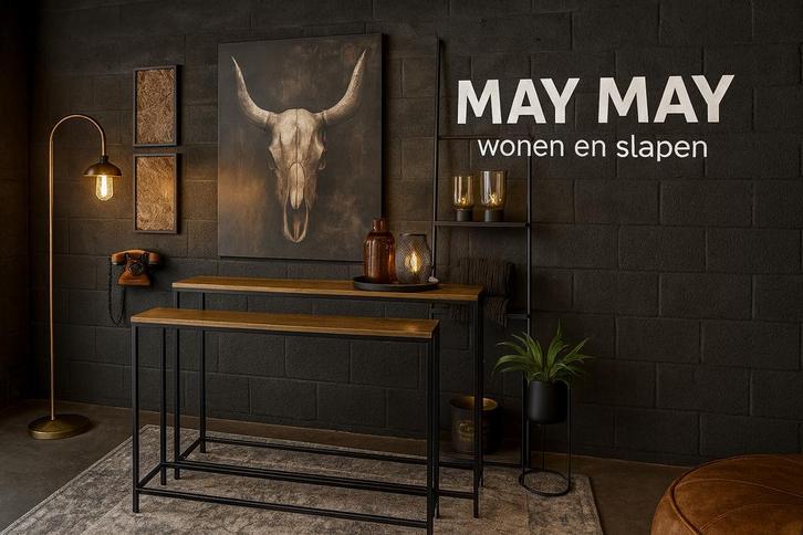 Sidetable 2-Delig goud/zwart Direct/Leverbaar 60%Korting, Huis en Inrichting, Tafels | Sidetables, Nieuw, 25 tot 50 cm, 100 tot 150 cm