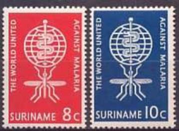 Suriname NVPH nr 384/5 ongebruikt Anti malaria 1962  beschikbaar voor biedingen