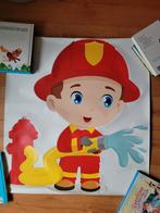Grote muursticker Brandweerman thema kinderkamer 75x85 cm, Ophalen of Verzenden, Nieuw, Wanddecoratie