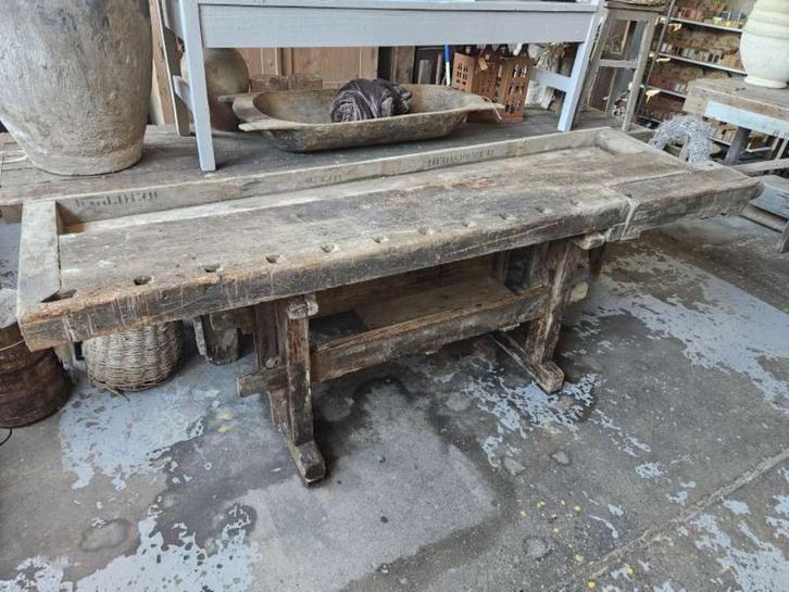 stoere oude werkbank ``WOONWINKEL RUSTIEK``, Antiek en Kunst, Antiek | Meubels | Tafels, Ophalen
