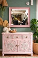 Boho Ibiza Spiegel – Zacht Roze | 60 x 60 cm, Huis en Inrichting, Woonaccessoires | Spiegels, Ophalen of Verzenden, Vierkant, 50 tot 75 cm