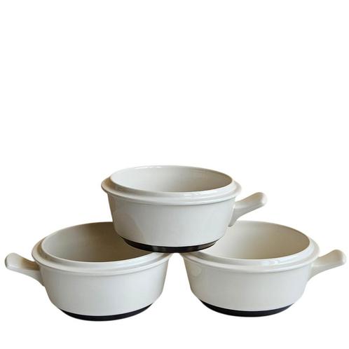 Vintage Fris Edam Jubilant ivoorwit bruin schaaltjes 3st, Antiek en Kunst, Antiek | Servies los, Ophalen of Verzenden