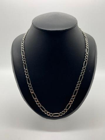 Z424 Prachtige zilveren ketting figaro schakel 56 cm beschikbaar voor biedingen