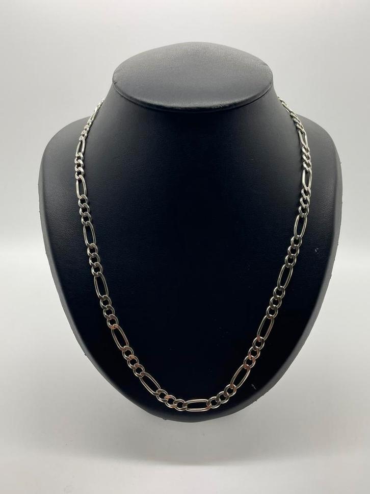 Z424 Prachtige zilveren ketting figaro schakel 56 cm, Sieraden, Tassen en Uiterlijk, Kettingen, Zilver, Zilver, Ophalen of Verzenden