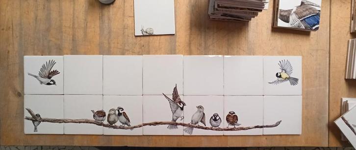 Friese witjes, handgeschilderd, origineel, blauw,  gekleurd, Doe-het-zelf en Verbouw, Tegels, Nieuw, Ophalen of Verzenden