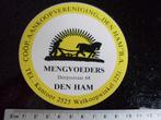 sticker mengvoeders den ham logo coop aankoop vereniging, Verzamelen, Verzenden, Zo goed als nieuw, Bedrijf of Vereniging