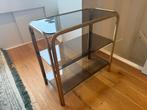 Vintage messing vitrinekast sidetable jaren 70/80, Ophalen, Met plank(en), Gebruikt, 50 tot 100 cm