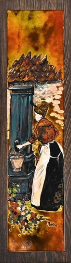 Emaiile plaquette NELLA DAMSTRA 72 x 20 cm, Antiek en Kunst, Ophalen of Verzenden