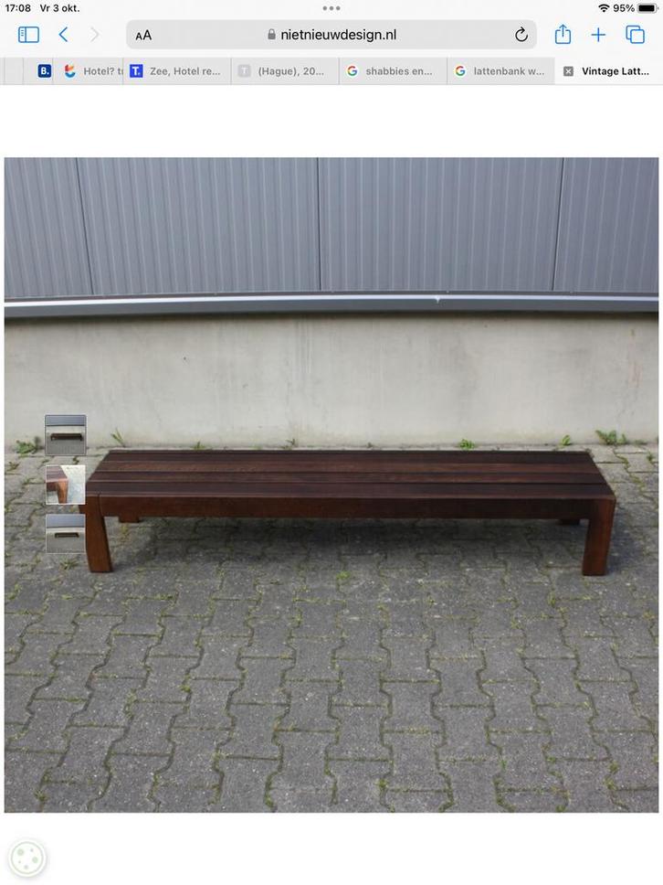 Vintage Wenge Lattenbank, Huis en Inrichting, Tafels | Salontafels, Gebruikt, 150 tot 200 cm, Rechthoekig, Overige houtsoorten
