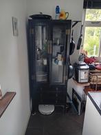Vitrine kast zwart, Ophalen, 50 tot 100 cm, Zo goed als nieuw, 150 tot 200 cm