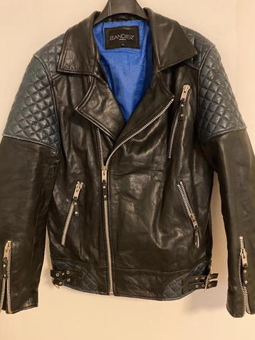 stoere vintage lederen jas BANDIER maat L beschikbaar voor biedingen