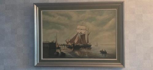 Karakteristiek maritiem Hollands tafereel, Antiek en Kunst, Kunst | Schilderijen | Klassiek, Ophalen of Verzenden