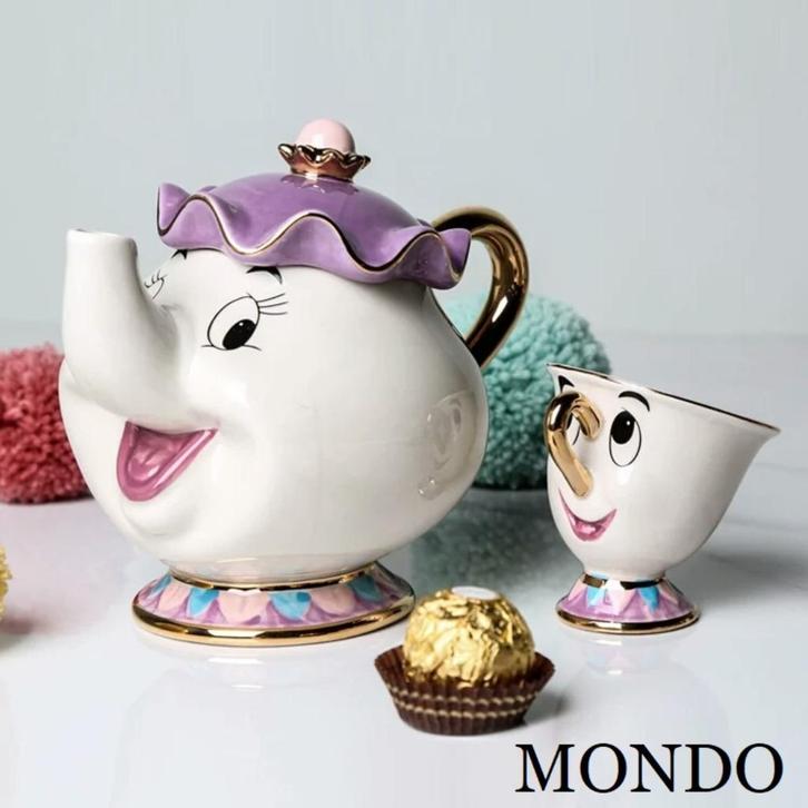 SET 2 Belle en het Beest Beauty and the Beast Theepot bluray, Verzamelen, Disney, Nieuw, Servies, Assepoester of Belle, Ophalen of Verzenden