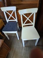 6 witte stoelen en 1 krukje te koop. 1, Ophalen, Gebruikt, Wit, Vijf, Zes of meer stoelen