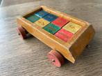 Vintage Houten Speelgoedwagen met Blokken, Ophalen of Verzenden