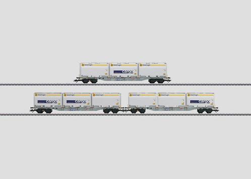 Marklin 47078 2x Set WoodTrainer XXL containers, Hobby en Vrije tijd, Modeltreinen | H0, Zo goed als nieuw, Wagon, Wisselstroom
