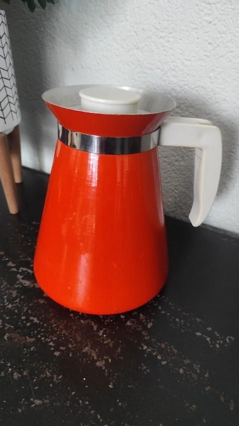 Vintage kan emaille oranje, Huis en Inrichting, Keuken | Keukenbenodigdheden, Gebruikt, Ophalen of Verzenden