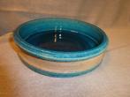 Vintage Deense Turquoise keramische schaal Nils Kähler, Gebruikt, Porselein of Keramiek, Schaal, Rond