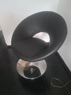 Draai fauteuil Zwart lederlook met chromen poot, Ophalen, Zo goed als nieuw