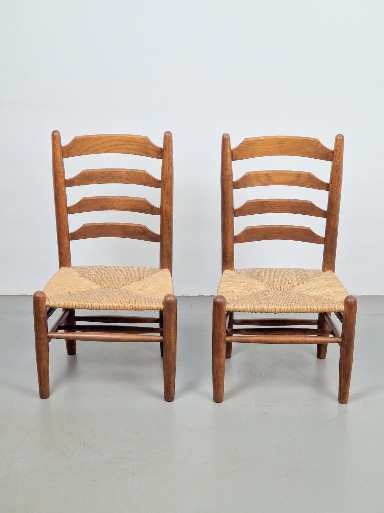 Set vintage brutalist charlotte perriand ladderstoel ‘60, Huis en Inrichting, Stoelen, Twee, Vintage, N, N