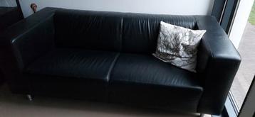 Zwart leren bank 2,5 zits