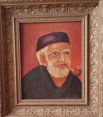 Oud Schilderij Man met Pijp beschikbaar voor biedingen