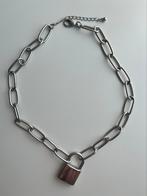 Zilverkleurige ketting met slotje, Kunststof, Verstelbaar, Nieuw, Ophalen of Verzenden