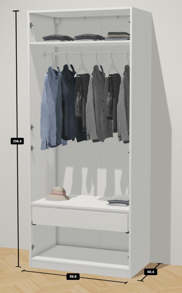 Ikea Pax wit hoogglans - 100x60x236, Huis en Inrichting, Kasten | Kledingkasten, Gebruikt, 200 cm of meer, 100 tot 150 cm, 50 tot 75 cm