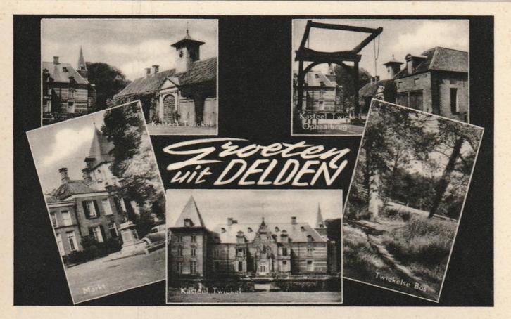 DELDEN Kasteel Twickel Markt Brug Groeten, Verzamelen, Ansichtkaarten | Nederland, Ongelopen, Overijssel, 1940 tot 1960, Verzenden