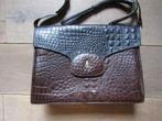 F361 Tas bruin zwart kroko leer leder, Sieraden, Tassen en Uiterlijk, Tassen | Damestassen, Verzenden, Zo goed als nieuw, Bruin