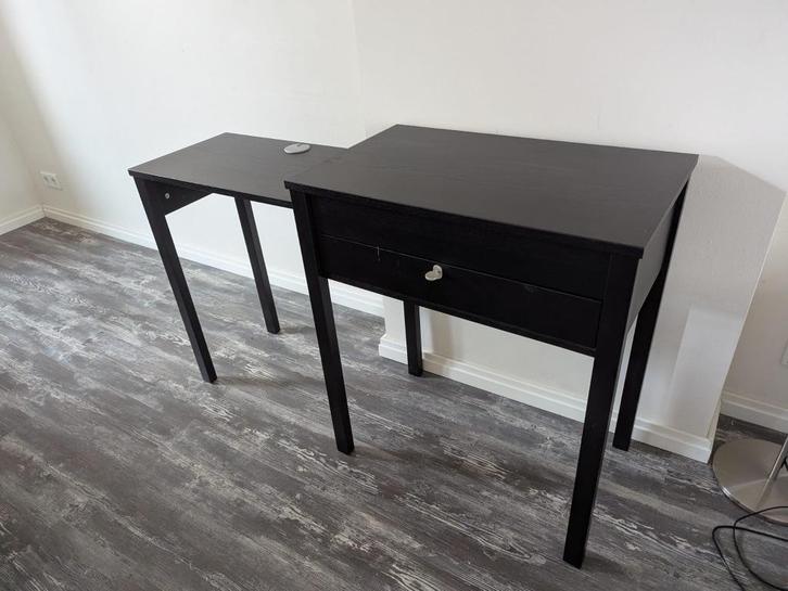 Bureau zwart met uitschuifbaar blad – 1 lade, Huis en Inrichting, Bureaus, Gebruikt, Bureau, Ophalen